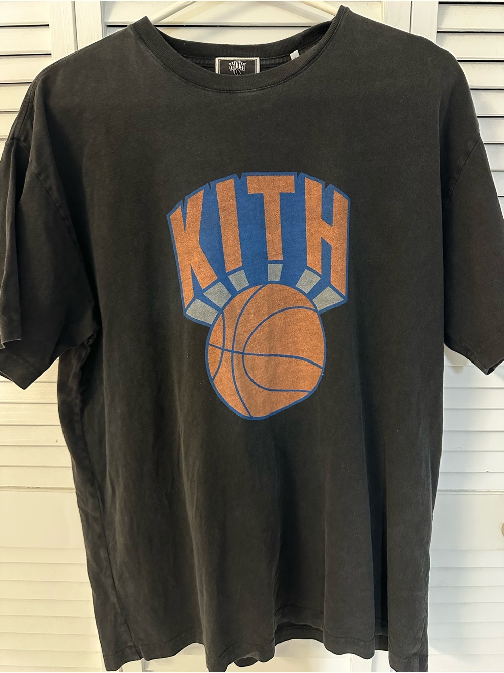 Kith Black Tee with White Logo Basketball Patch